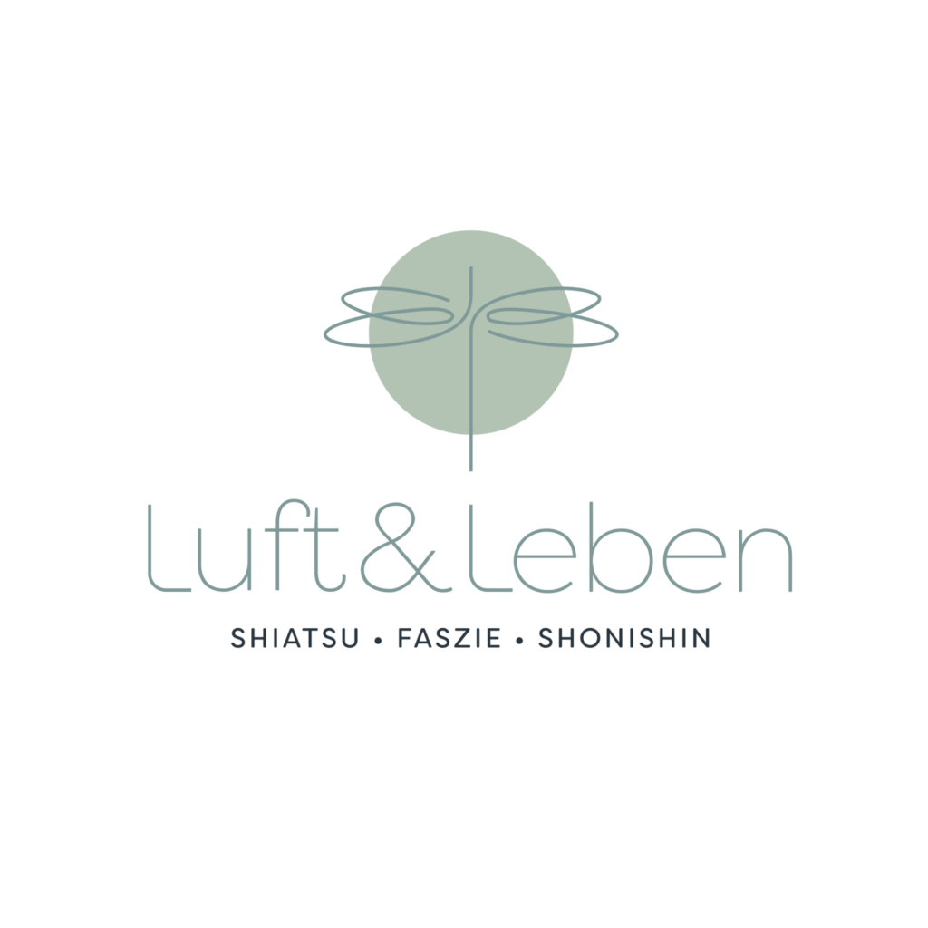 Luft und Leben Logo Logo von Luft und Leben mit darunter liegendem Schriftzug Luft und Leben und Titel der Arbeitsbereiche von Christine